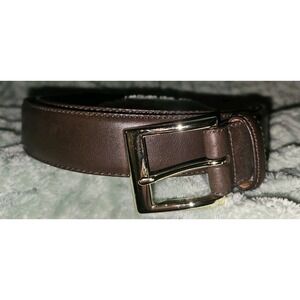 Coach Belt Size 38 Brown Smooth Cowhide Leather Handcrafted Gold Brass Buckle